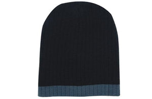 Two Tone Cable Beanie - Custom Embroidered -