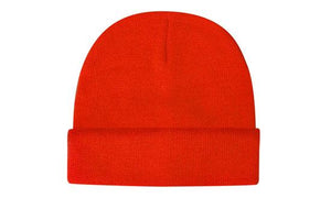 Hi - Vis Knitted Acrylic Beanie - Custom Embroidered - Orange