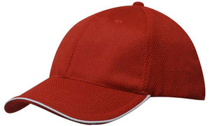 6 Panel Double Pique Mesh Cap with Sandwich - Custom Embroidered -