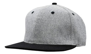 6 Panel Grey Marble Flannel Flat Peak Cap - Custom Embroidered -