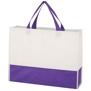 Non-Woven Prism Tote Bag - White With Purple