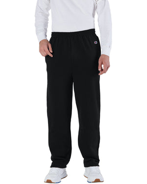 Adult Powerblend® Open-Bottom Fleece Pant with Pockets - Black