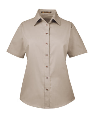 Harriton Ladies' Easy Blend™ Short-Sleeve Twill Shirt with Stain-Release