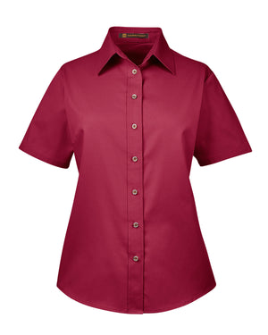 Ladies' Easy Blend™ Short-Sleeve Twill Shirt with Stain-Release - Wine