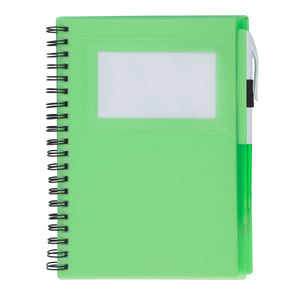 Spiral Notebook With ID Window - Frost With Lime