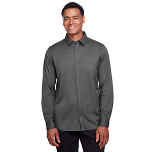 Men's CrownLux Performance™ Plaited Button-Down Shirt - Graphite