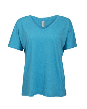 Ladies' Triblend Fleck Short-Sleeve V-Neck T-Shirt - Turquoise Fleck