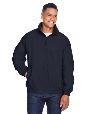 Adult Fleece-Lined Nylon Jacket - Navy/Black