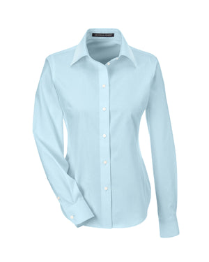 Ladies' Crown Collection® Solid Oxford Woven Shirt - Crystal Blue