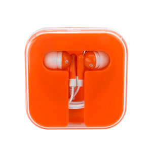 Ear Buds In Compact Case - Orange With Orange