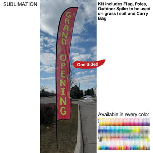 19' X-Large Feather Flag Kit, Full Colour Graphics, Outdoor Spike base and Bag Included