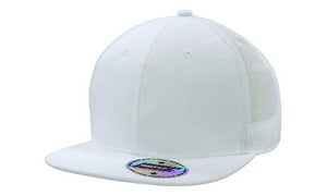 6 Panel Mesh Back Cap with Flat Peak - Custom Embroidered -