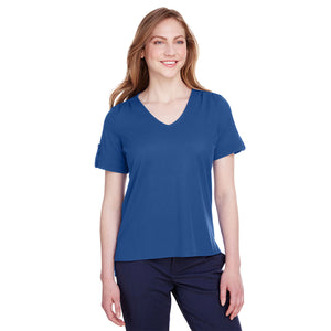 Devon & Jones Ladies' CrownLux Performance™ Plaited Rolled-Sleeve Top