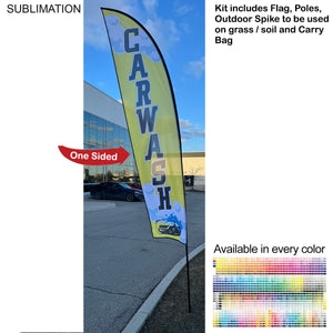 13' Medium Feather Flag Kit, Full Colour Graphics, Outdoor Spike base and Bag Included