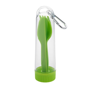 Utensil Kit With Carabiner - Lime