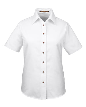 Ladies' Easy Blend™ Short-Sleeve Twill Shirt with Stain-Release - White