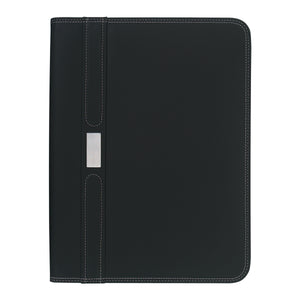 Contemporary 8 ½" x 11" Zippered Portfolio - Black With Black