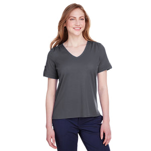 Devon & Jones Ladies' CrownLux Performance™ Plaited Rolled-Sleeve Top