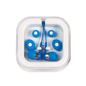 Earbuds In Case - White With Blue