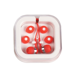 Earbuds In Case - White With Red