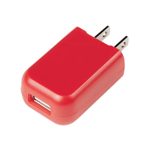 UL Listed Rectangular USB A/C Adapter - Red