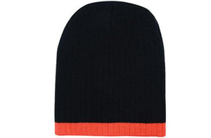 Two Tone Cable Beanie - Custom Embroidered -