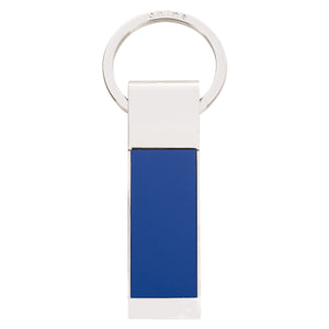 Two-Tone Rectangle Key Tag - Blue With Silver