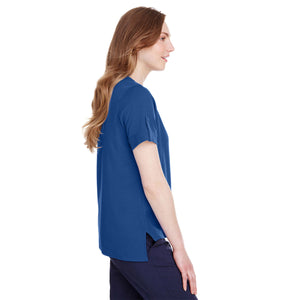 Devon & Jones Ladies' CrownLux Performance™ Plaited Rolled-Sleeve Top