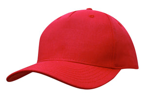 5 Panel Cotton Twill Cap - Red