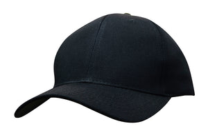 6 Panel Cotton Twill Cap - Black