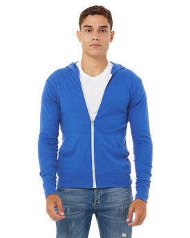 Unisex Triblend Full-Zip Lightweight Hoodie - Tr Royal Triblnd