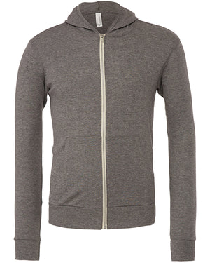 Unisex Triblend Full-Zip Lightweight Hoodie - Grey Triblend