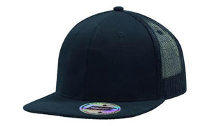 6 Panel Mesh Back Cap with Flat Peak - Custom Embroidered -