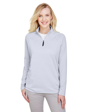 CrownLux Performance® Ladies' Clubhouse Micro-Stripe Quarter-Zip - Navy