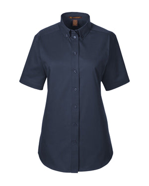 Harriton Ladies' Foundation Cotton Short-Sleeve Twill Shirt with Teflon™