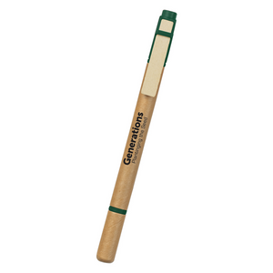 Dual Function Eco-Inspired Pen With Highlighter (Natural With Green)