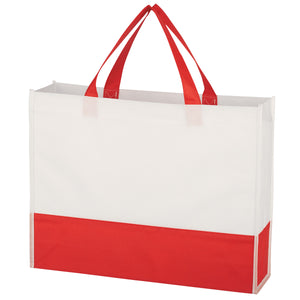 Non-Woven Prism Tote Bag - White With Red