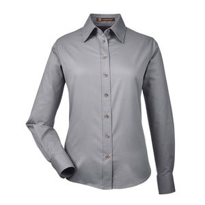 Ladies' Easy Blend™ Long-Sleeve Twill Shirt with Stain-Release - Dark Grey