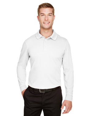 CrownLux Performance® Tall Plaited Long Sleeve Polo - White