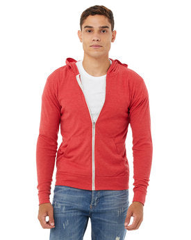 Bella + Canvas Unisex Triblend Full-Zip Lightweight Hoodie