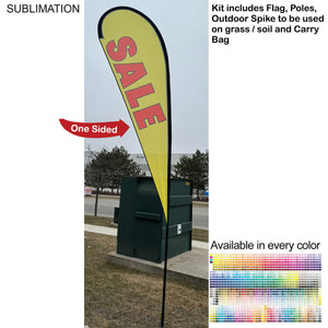 13.5' Large Tear Drop Flag Kit, Full Colour Graphics, Outdoor Spike base and Bag Included