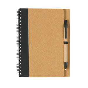 Eco-Inspired Spiral Notebook & Pen - Natural With Black