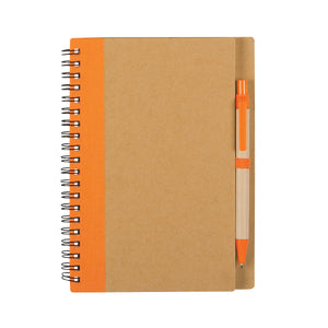 Eco-Inspired Spiral Notebook & Pen - Natural With Orange