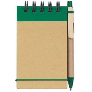 Eco-Friendly Spiral Jotter & Pen - Natural With Green