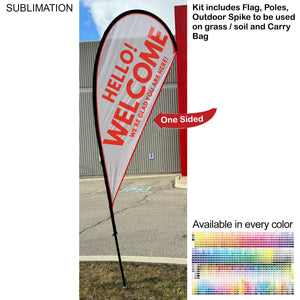 9' Small Tear Drop Flag Kit, Full Colour Graphics, Outdoor Use Spike base and Bag Included