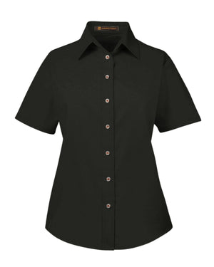 Ladies' Easy Blend™ Short-Sleeve Twill Shirt with Stain-Release - Black