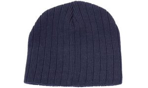 Acrylic Cable Knit Beanie - Custom Embroidered - Navy