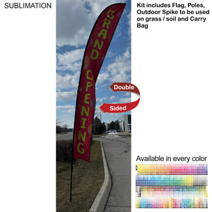 19' X-Large Feather Flag Kit, Full Colour Graphics, Outdoor Spike base and Bag Included