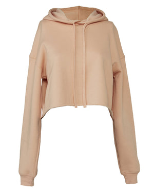 Ladies' Cropped Fleece Hoodie - Peach