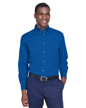 Harriton Men's Tall Easy Blend™ Long-Sleeve Twill Shirt with Stain-Release